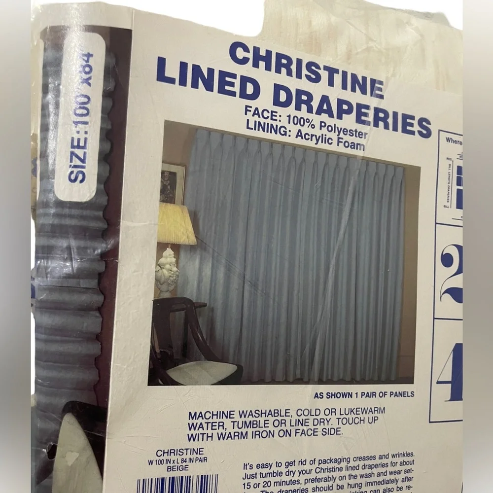 Lot of‎ 2 NWT Vintage Christine Lined Draperies 100”x84”
